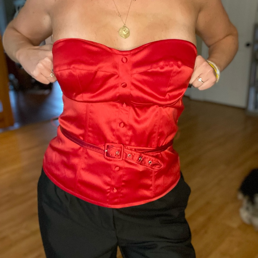 Vintage Y2K Charlotte Russe Red Belted Corset